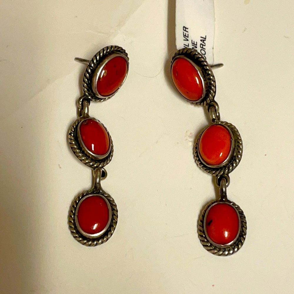 Sterling Silver Coral Earring